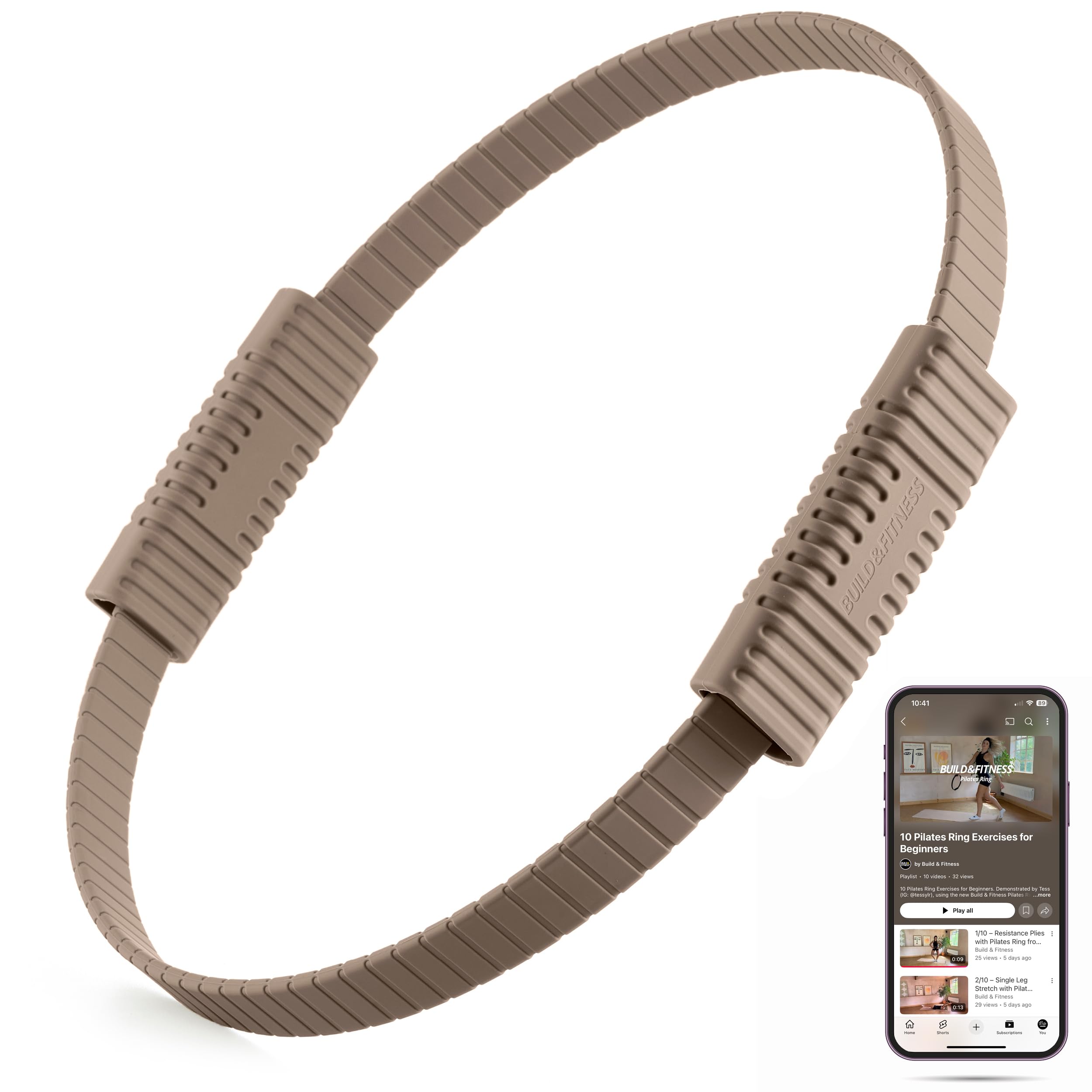 Build & Fitness Aro de Pilates Círculo mágico de 34 cm para tonificar Muslos, Torso y Brazos. Ligero y Duradero, Fabricado en Silicona y Fibra de Vidrio para Entrenar en casa, Gimnasio y Viajes