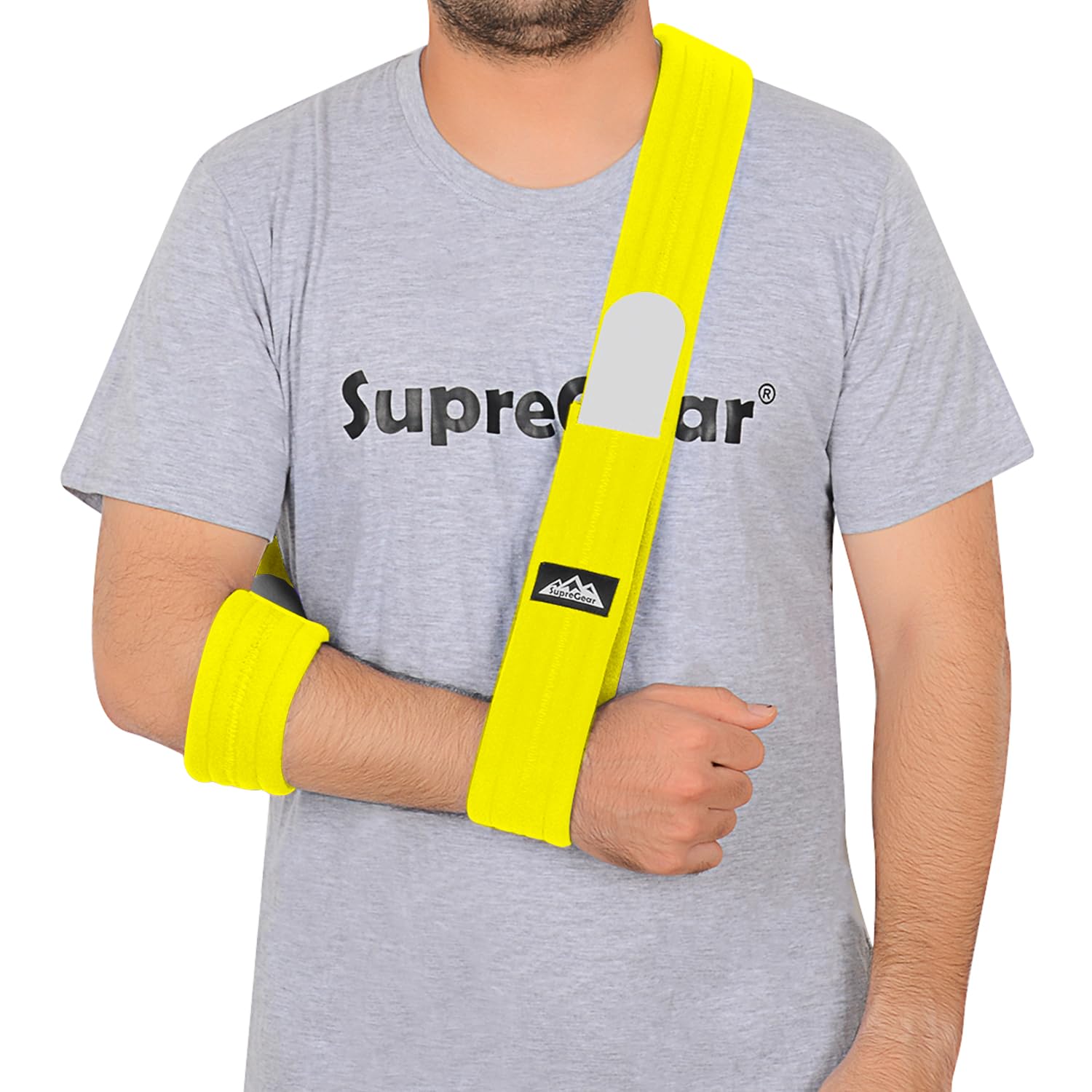 supregear Soporte de Brazo, Cabestrillo Ajustable Ligero y Cómodo, Inmovilizador Transpirable Médico para Hombro, Mano y Codo Lesionados, 180 cm, Amarillo