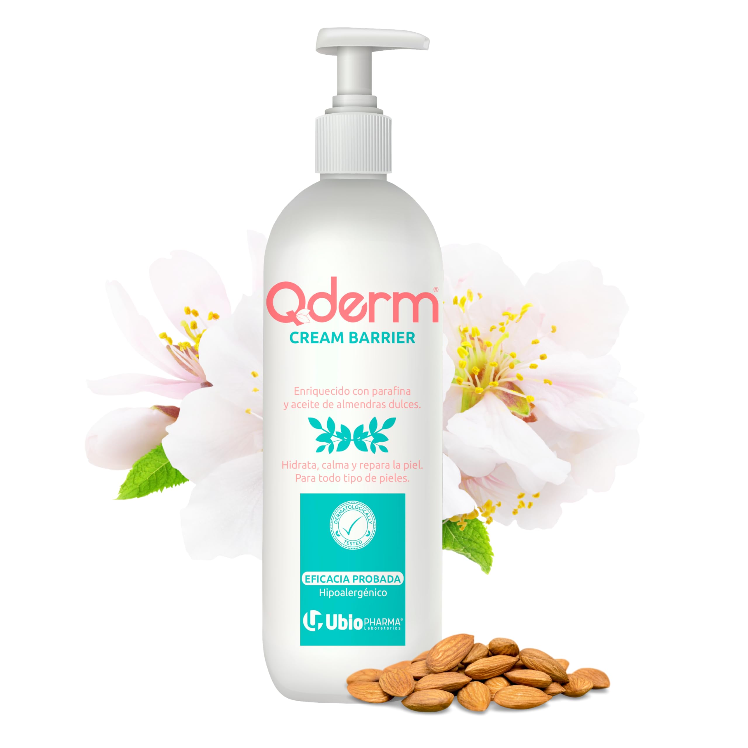 Qderm Crema de Barrera con 15% Óxido de Zinc y Parafina. Hidrata, Protege, Calma y Repara la Piel Irritada, Sensible y Atópica con Almendras Dulces. Ideal para Incontinencia y Rozaduras (200 ml)