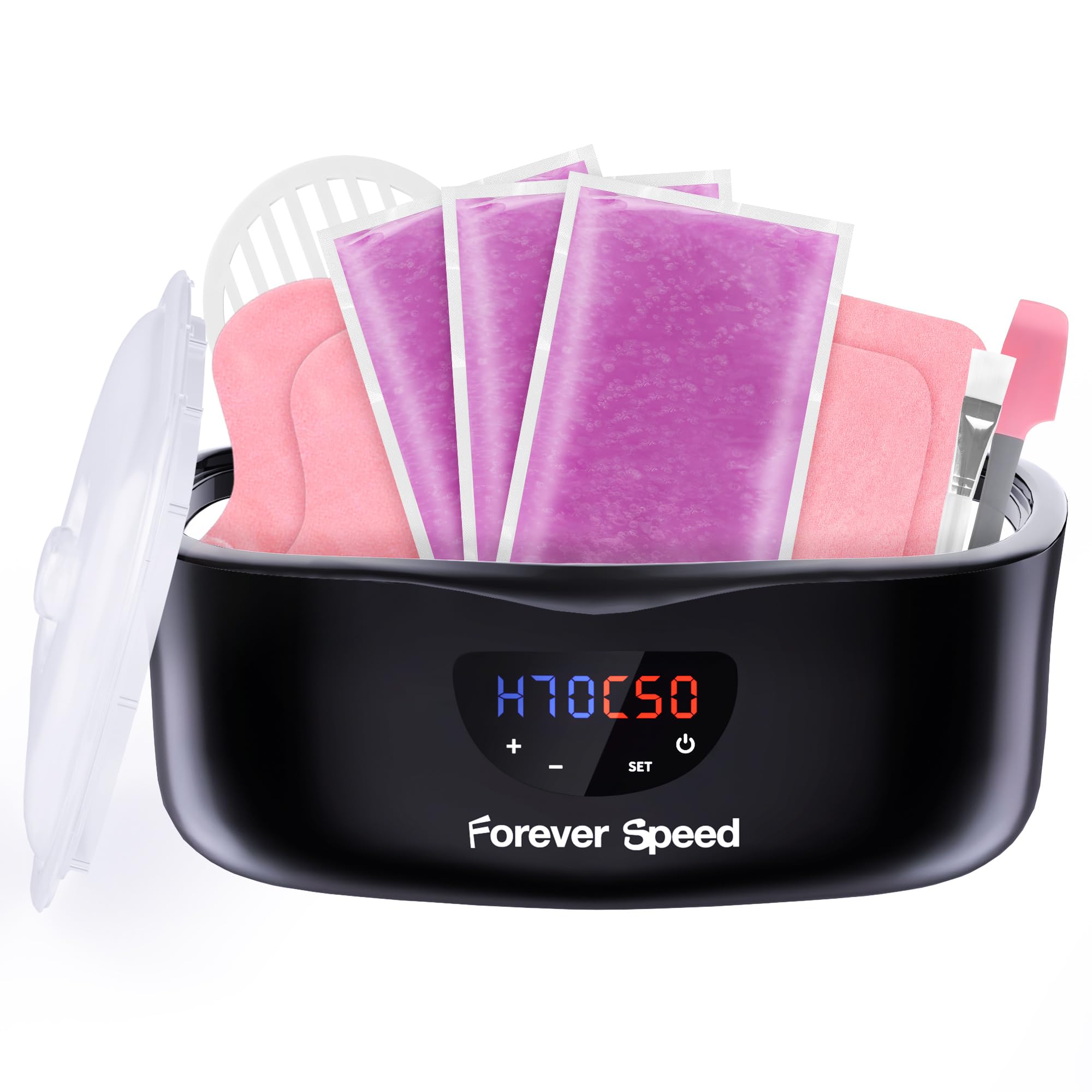 Forever Speed 4L de parafina para manos y pies artrosis, calentador de baño de parafina con modo manual/automático, baño de parafina manos y pies, juego con 1350 g de cera de parafina y guante, 230 W