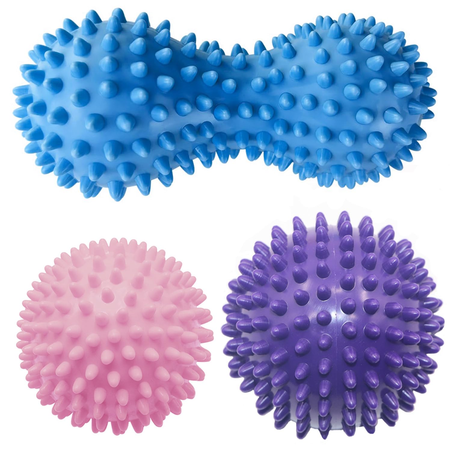 3 pcs Pelota Masaje Muscular con Pinchos para aliviar Dolores musculares,Sport Bolas de Masaje, para Elimina Dolores Musculares, Massage Balls para Rehabilitación