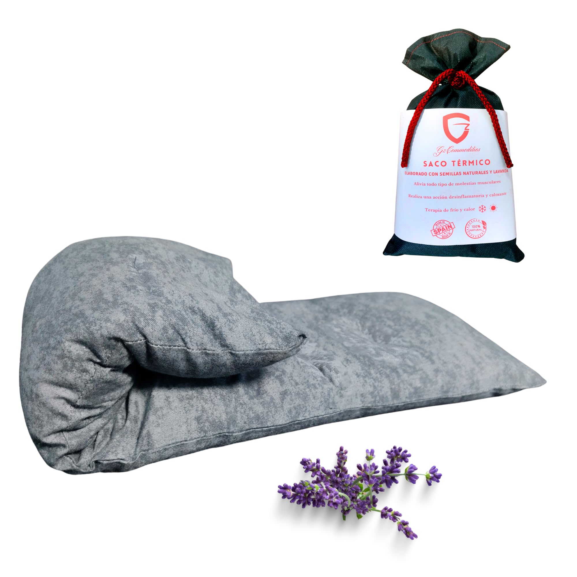 Saco Semillas Microondas Cervical Térmico de Semillas y Lavanda - 100% algodón - 47x15cm – Bolsa Cojín con Aroma Calor y Frío Multiusos Saquito Pies Calienta Camas y Lumbar – Saco Térmico Semillas