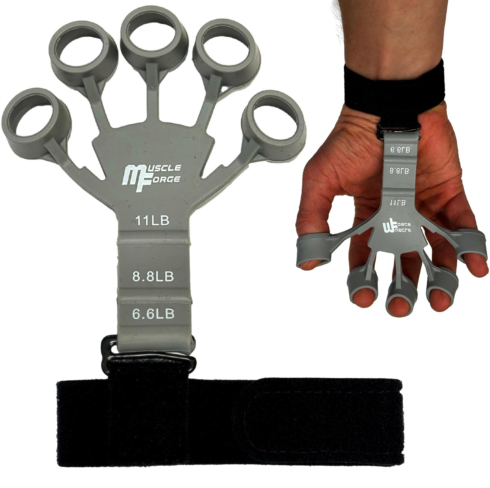 Finger Trainer, Extensor de Dedos de Silicona para Fortalecer el Agarre, Ejercitador con 3 niveles de ajuste 6-11 lbs, Fortalecedor de Agarre de Antebrazos y Dedos, Agarre de Manos