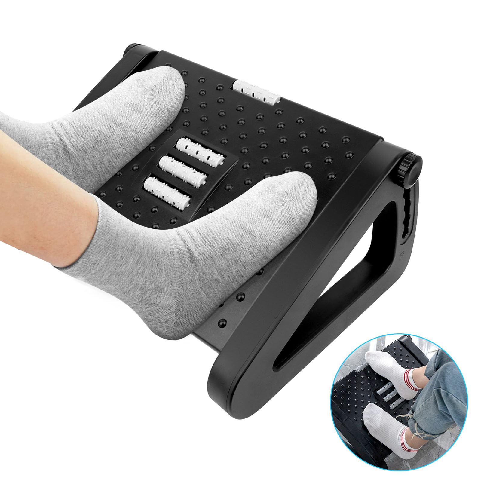 Reposapies de Oficina, Reposa pies Reposa pies Reposapies Escritorio Reposapiés Ajustable en 6 Niveles, Reposapiés Ergonómico para Oficina, Hogar, Viajes