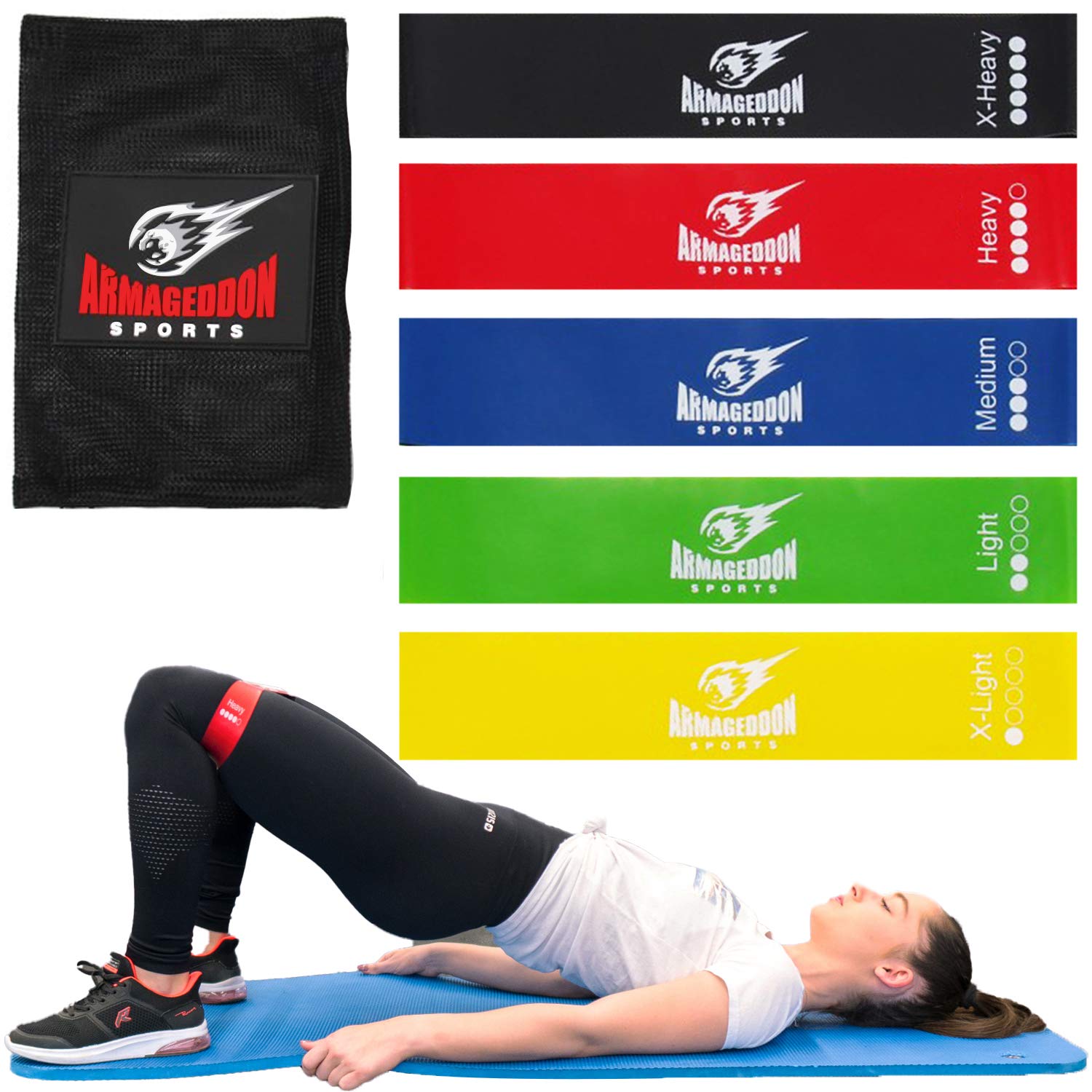 Bandas de Resistencia - 5 Cintas Gomas Elastica Set Comprar Precio Elasticas para Hacer Ejercicio - Loop Resistance Bands para Fitness Crossfit Pilates Fuerza Fisioterapia Movilidad