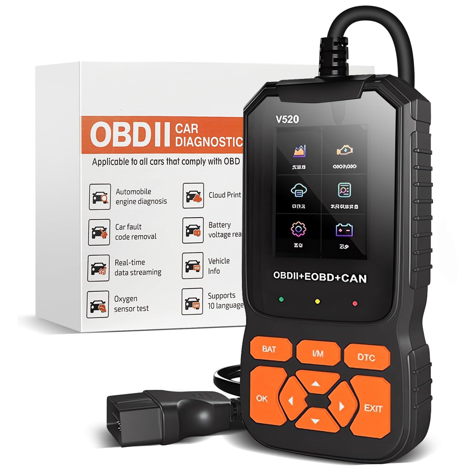 LuLuanping OBD2 Diagnosis Coche, OBD Scanner, Máquina Diagnostico para Coche Multimarca, Herramienta de Diagnóstico del Sistema del Motor, Maquina Escaner Compatible BMW Mercedes Audi