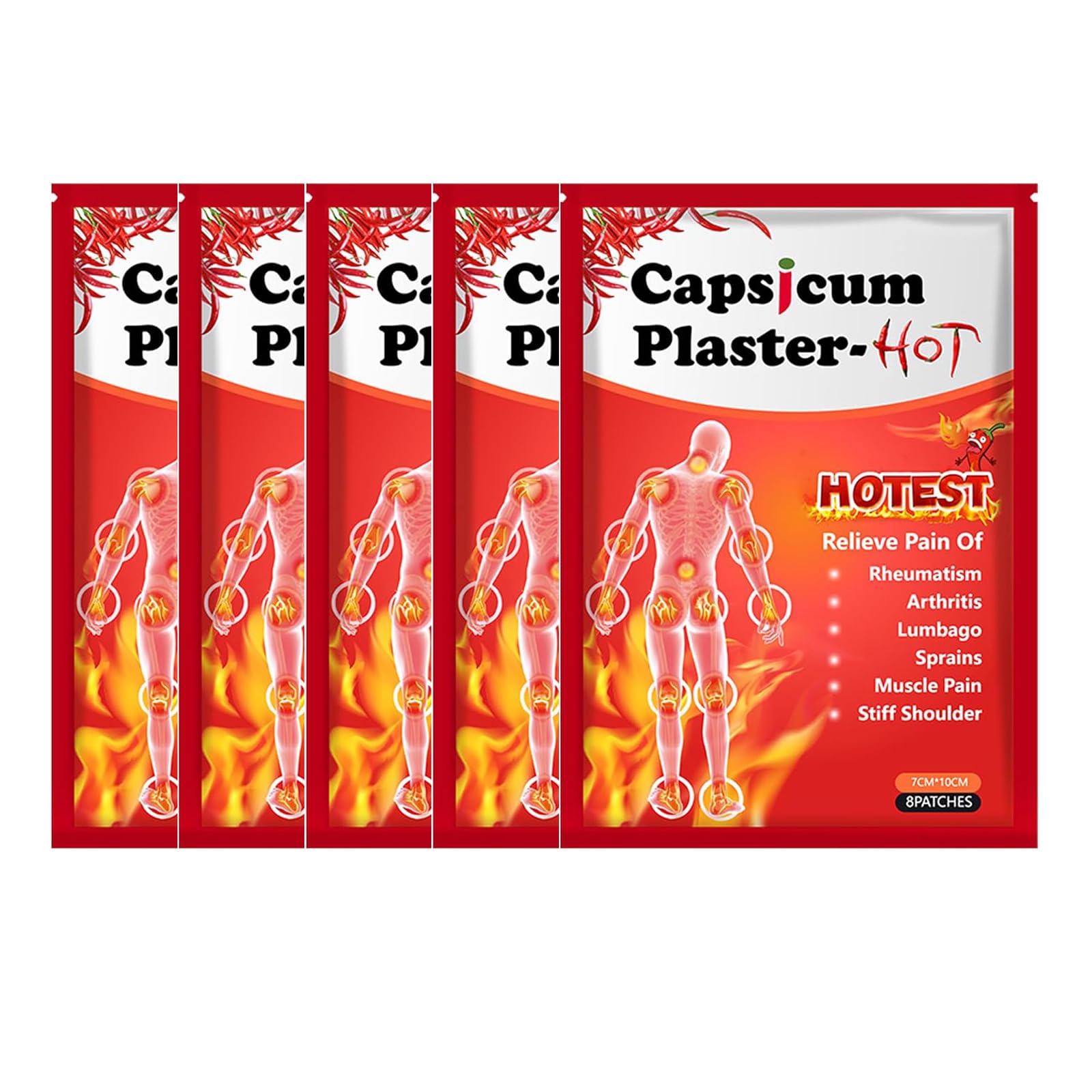 Parches Térmicos de Capsaicina Natural,Parches Térmicos de Capsaicina,Parche Caliente para Aliviar el Dolor de Yeso Capsicum,Parches de Calor Adhesivos para Hombro y Cuello,Parches Termicos