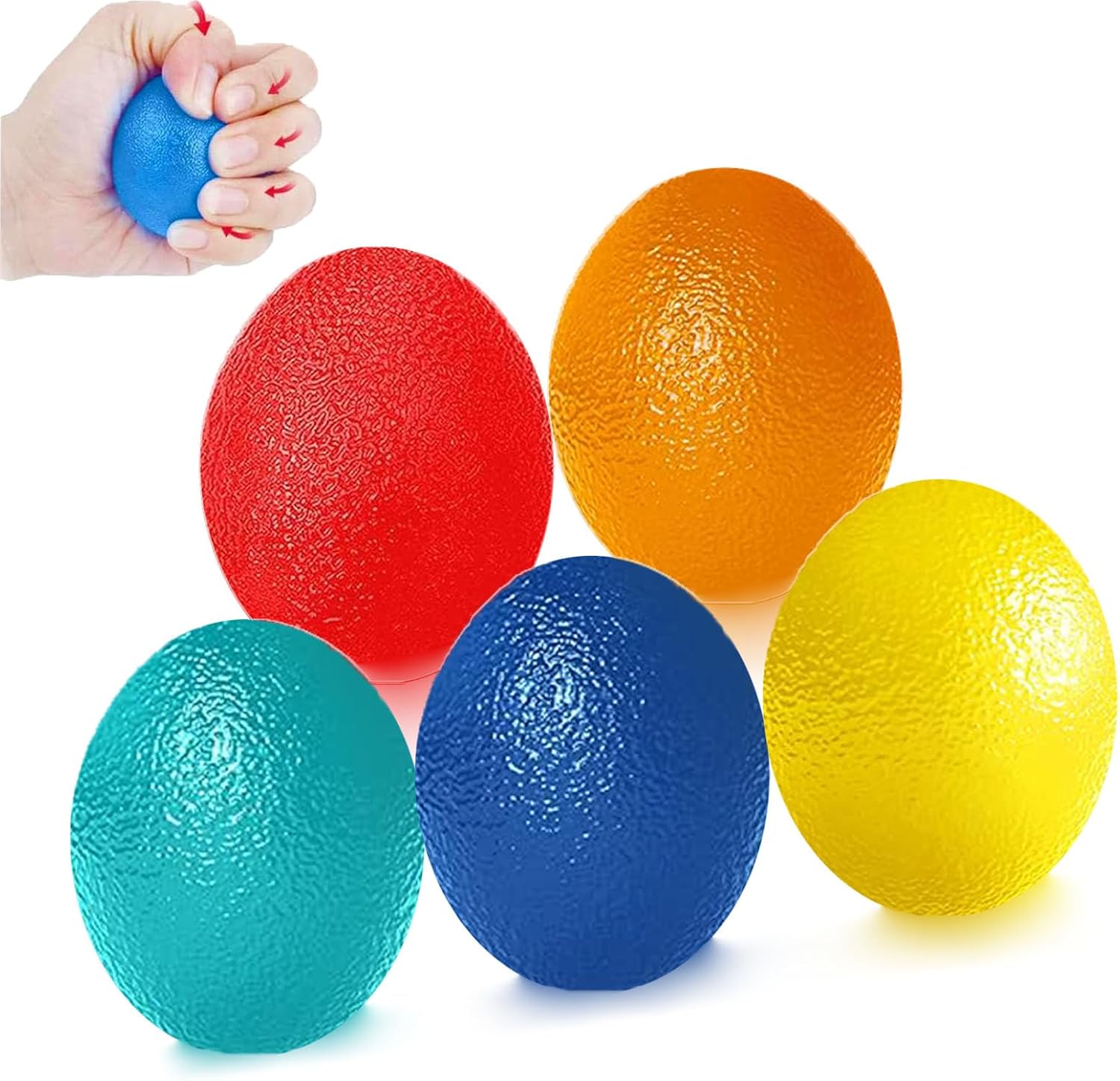 Set de 5 Pelotas Antiestrés para Rehabilitación de Mano, Pelotas Ejercicio Manos Pelota Rehabilitacion Mano, Diferentes Niveles de Dureza Alivio del Estrés y Fortalecedores de Mano para Capacitación