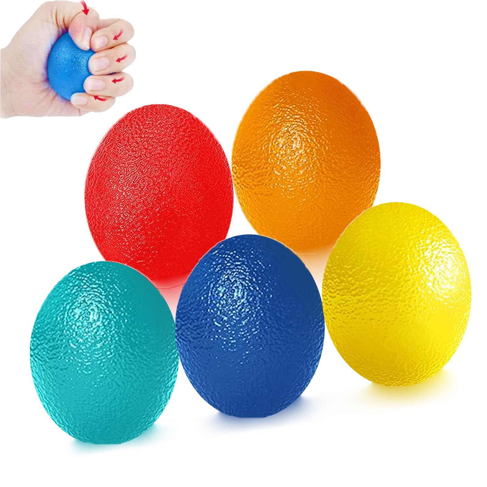 Set de 5 Pelotas Antiestrés para Rehabilitación de Mano, Pelotas Ejercicio Manos Pelota Rehabilitacion Mano, Diferentes Niveles de Dureza Alivio del Estrés y Fortalecedores de Mano para Capacitación