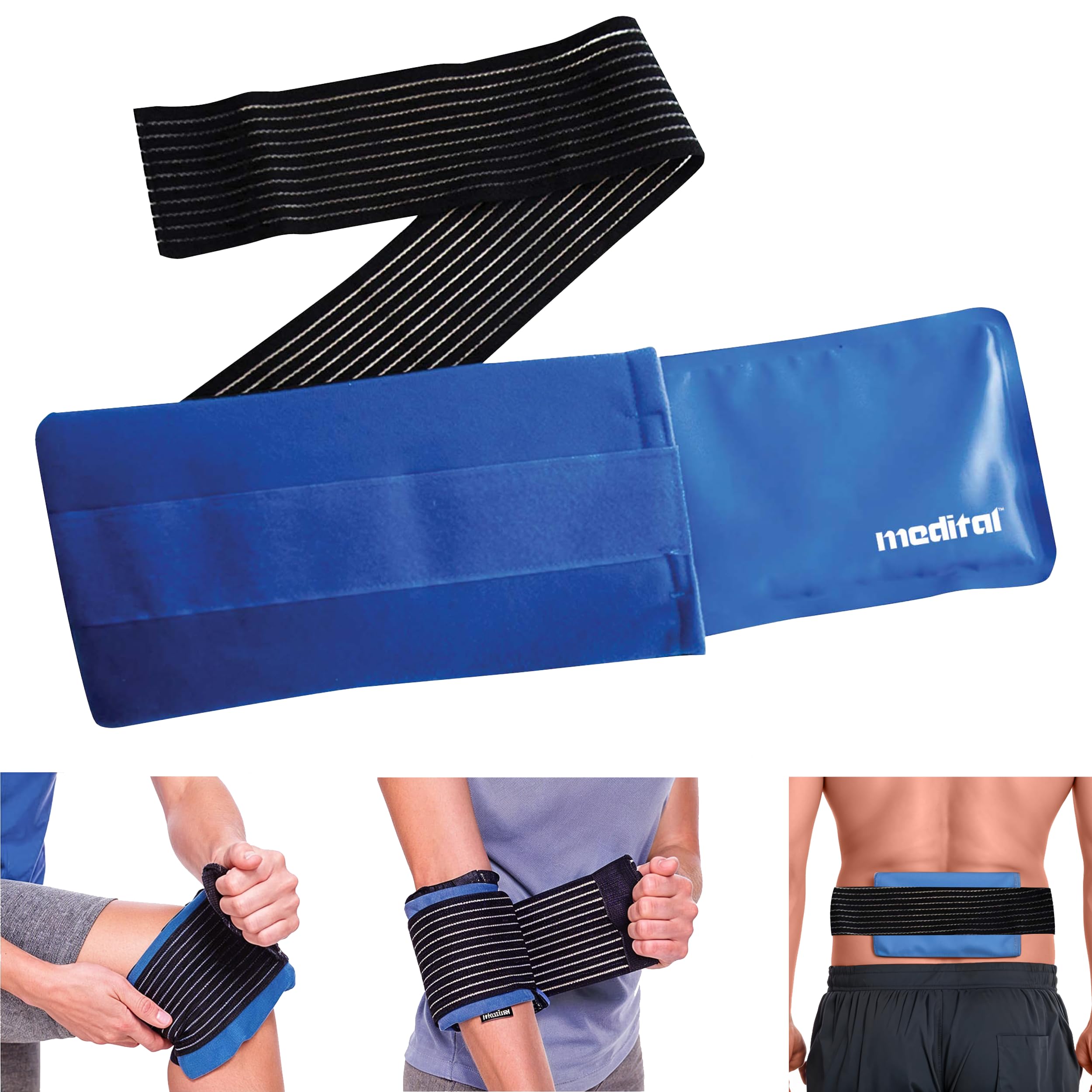 MEDITAL Bolsa de hielo para alivio del dolor de rodilla, reutilizable, envoltura de gel para terapia de frío y calor, paquete de compresión para lesiones deportivas, hombro y muñeca, alivio de la