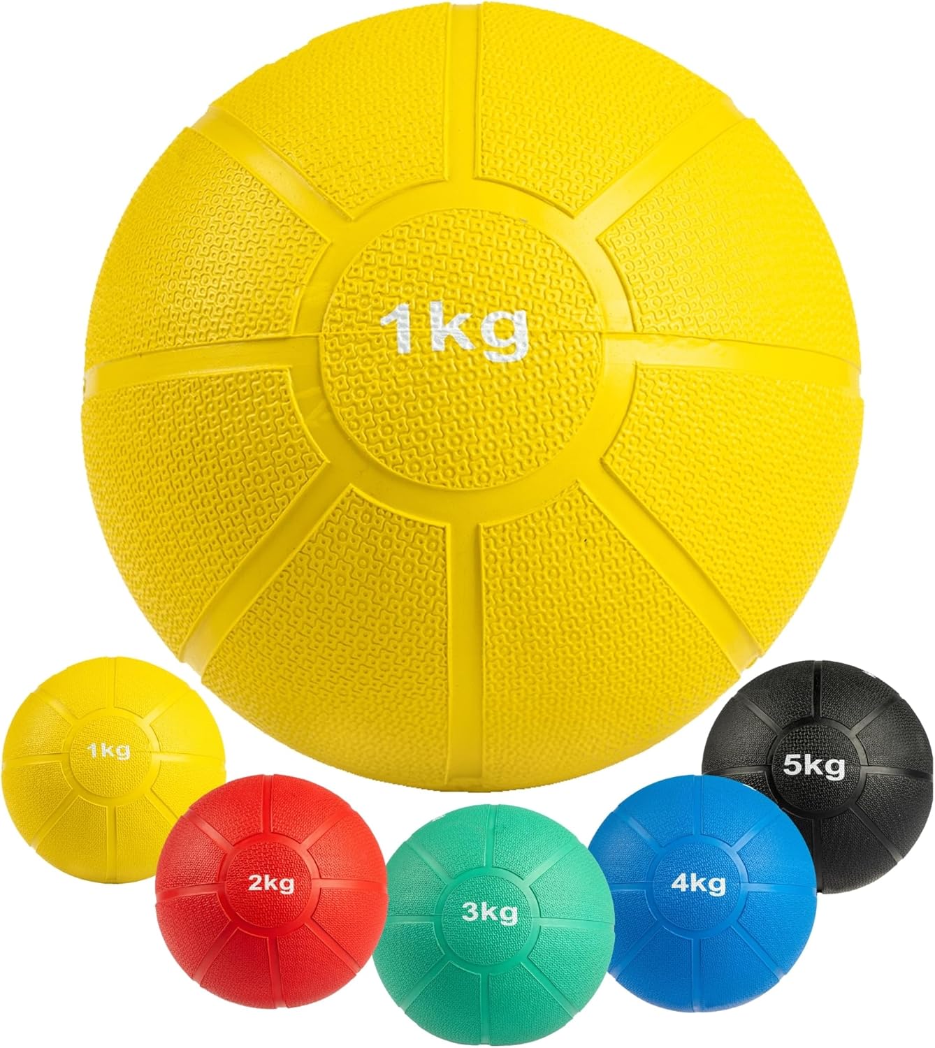MATCHU - Balón Medicinal - Disponible en 1,2,3,4 y 5 KG - Goma Maciza - Antideslizante - Resistente al Desgaste - 100% a Prueba de Sudor/Agua