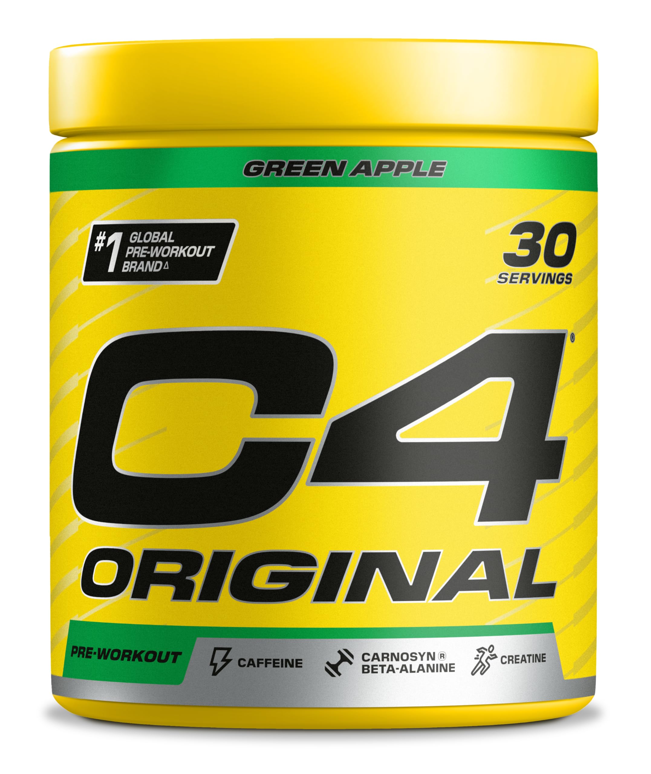 C4 Original - Suplemento en polvo para preentrenamiento - Manzana verde | Bebida energética para antes de entrenar | 150 mg de cafeína + beta alanina + monohidrato de creatina | 30 raciones