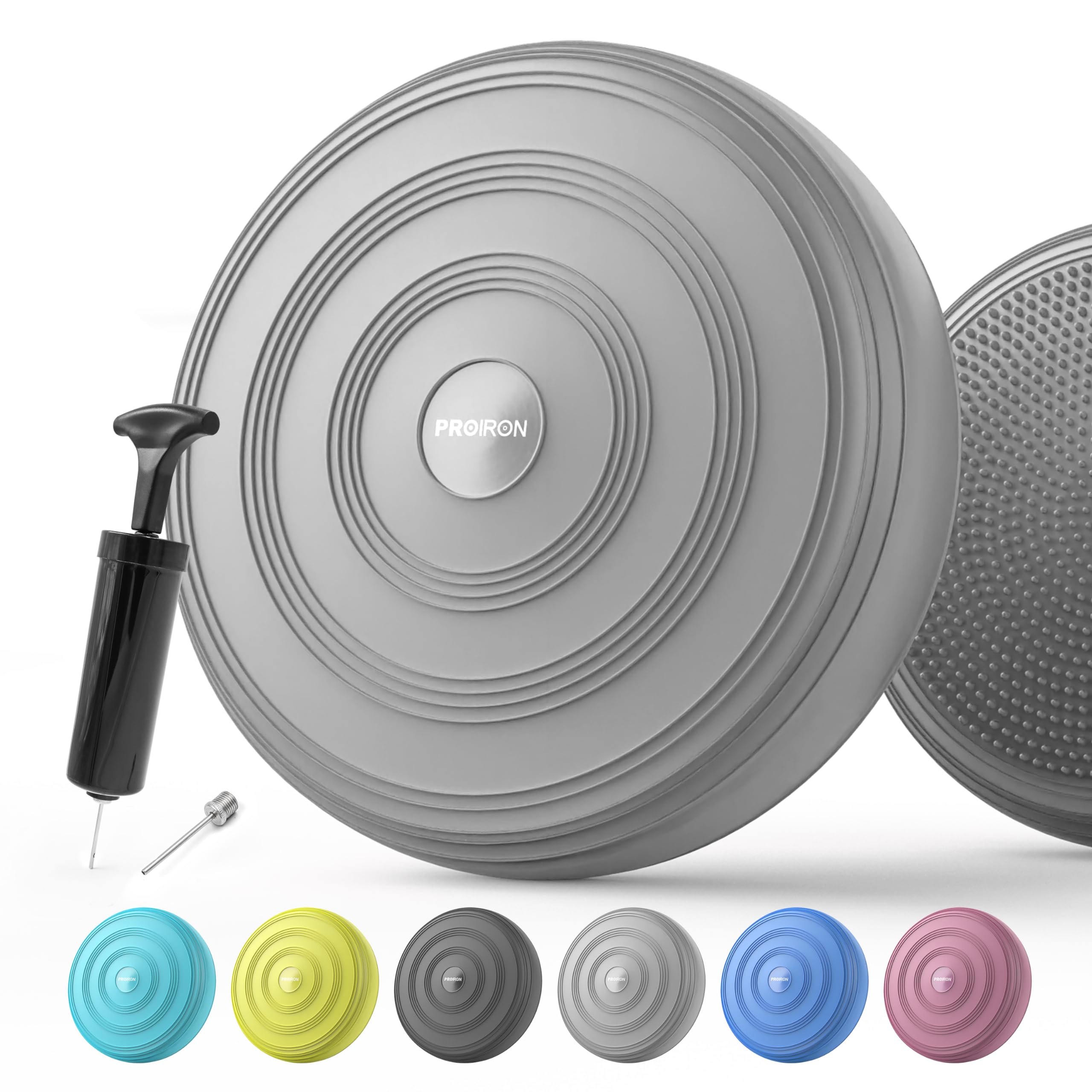PROIRON Cojín de Equilibrio y Yoga Antideslizante de 33cm con Bombín de Aire, Propioceptivo e Hinchable, Soporte Lumbar, Core Balance Disc Trainer para Fitness, Pilates