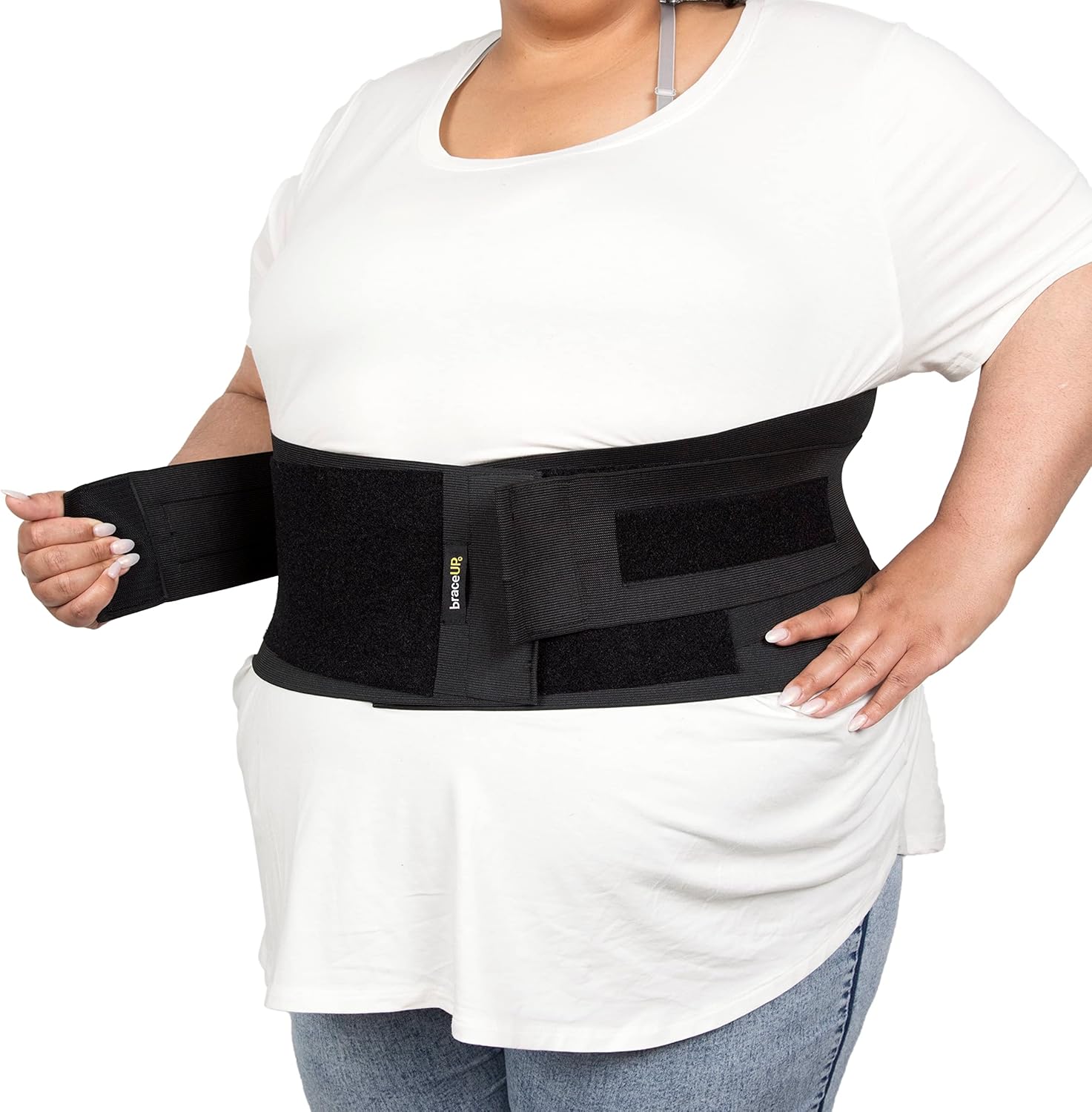 BraceUP Cinturones lumbares tallas grandes para hombre y mujer – de 3XL a 5XL Soporte extra para la zona lumbar con bandas y compresión (3XL 132-157 cm)