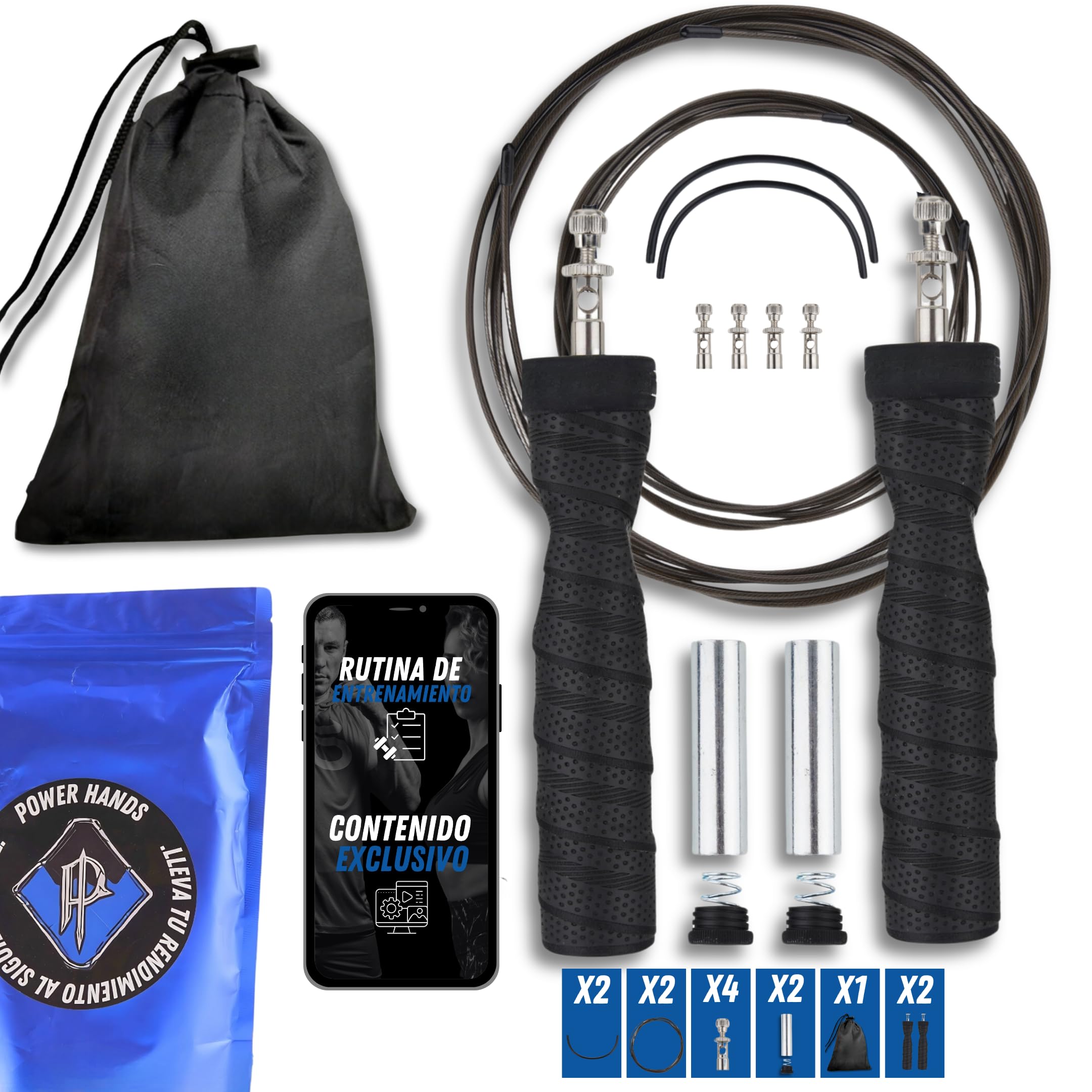 Comba de Saltar Crossfit con Agarres de Aluminio Antideslizantes, Cuerda Saltar con pesas extras y Rodamientos de Alta Velocidad Comba Boxeo, para Fitness y ejercicios de intervalos Comba Crossfit 3mt