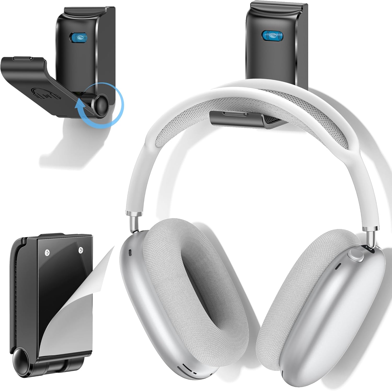 Soporte Universal Plegable para Cascos Gaming - Autoadhesivo para Auriculares Todos Tamaños, 1 Pieza, Negro