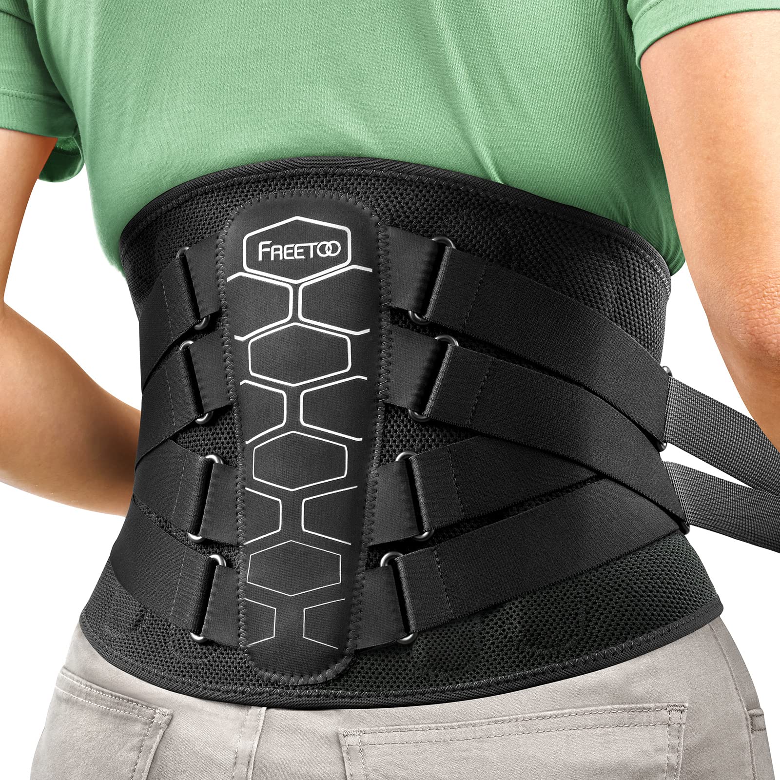 FREETOO Faja lumbar soporte lumbar para hombres y mujeres ortopédicos, busto lumbar para aliviar la ciática, soporte de diseño ergonómico para calmar la musculatura lumbar (XXL)