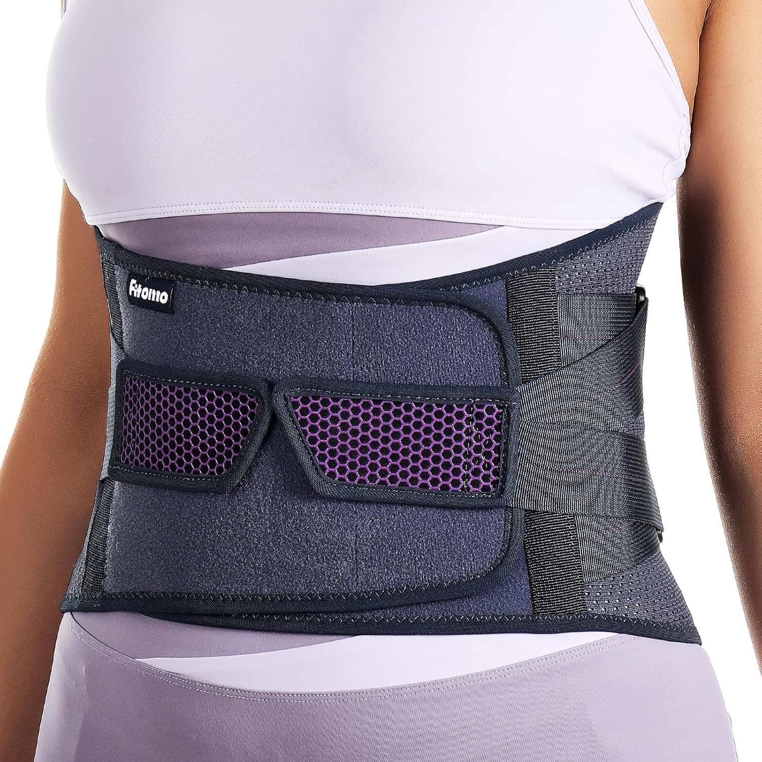 Fitomo Faja Lumbar Mujer Adjustable, Aliva Dolor Espalda como Ciática, Disco Herniado, Escoliosis, Faja Ortopedica con 7 Varillas para Descompresión Trabjo Deporte, Corrector de Postura