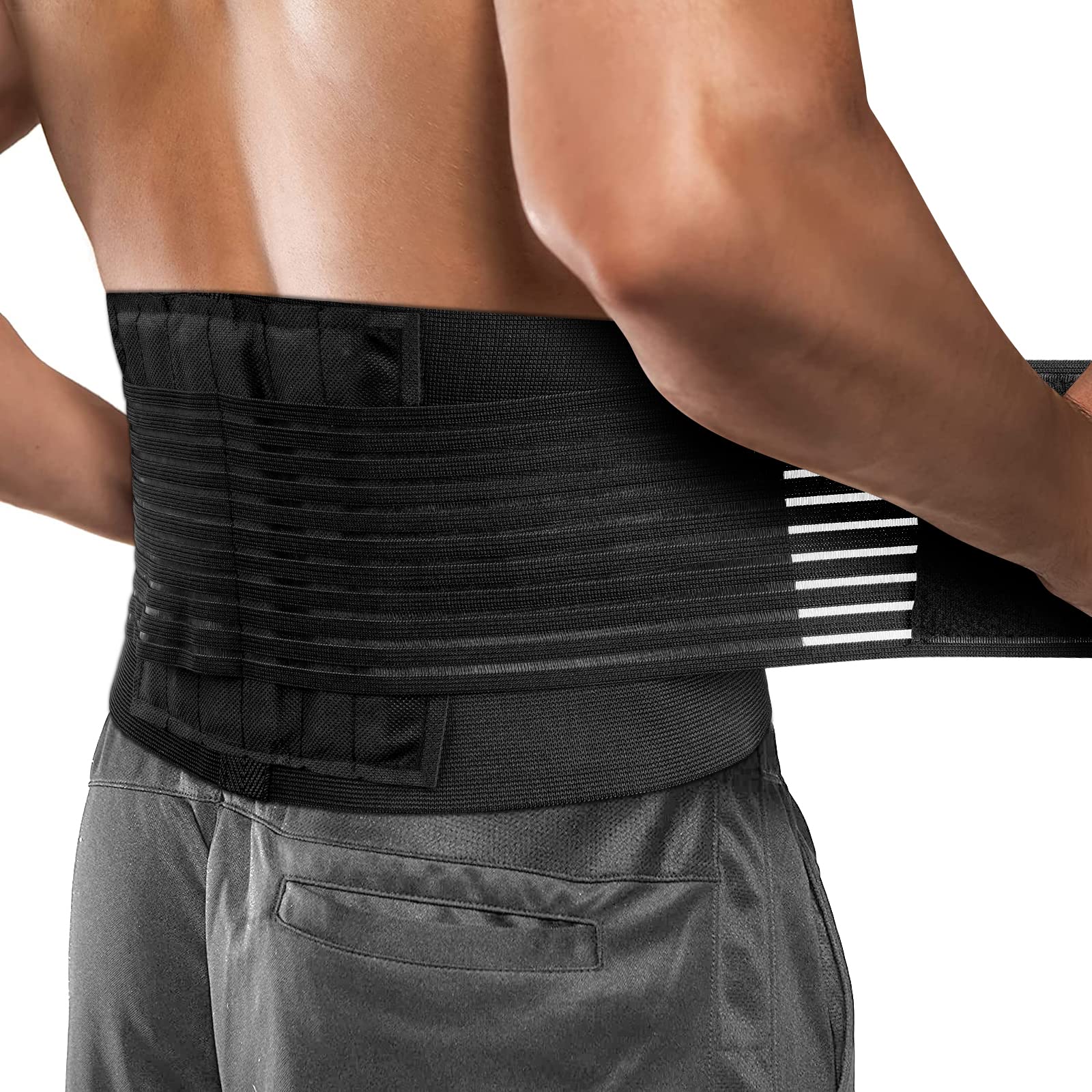 ACWOO Faja Lumbar Para Hombres y Mujeres, Cinturón Ejercicio Ortopédico, Cinturón Soporte Lumbar Transpirable con Correas Doble Ajuste, Cinturón e Apoyo Lumbar Para Alivia Dolor de Cintura y Espalda