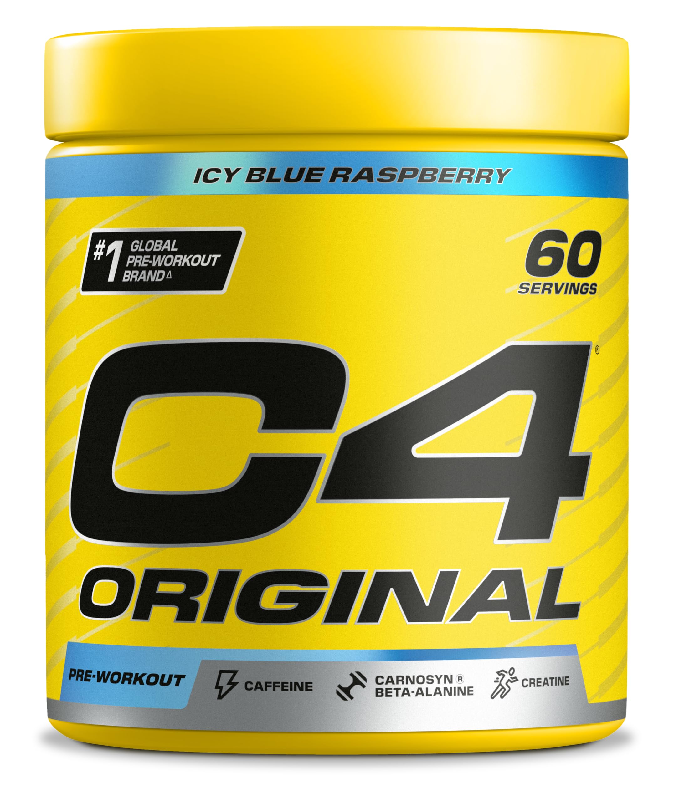 C4 Original - Suplemento en polvo para preentrenamiento - Frambuesa azul | Bebida energética para antes de entrenar | 150 mg de cafeína + beta alanina + monohidrato de creatina | 60 raciones