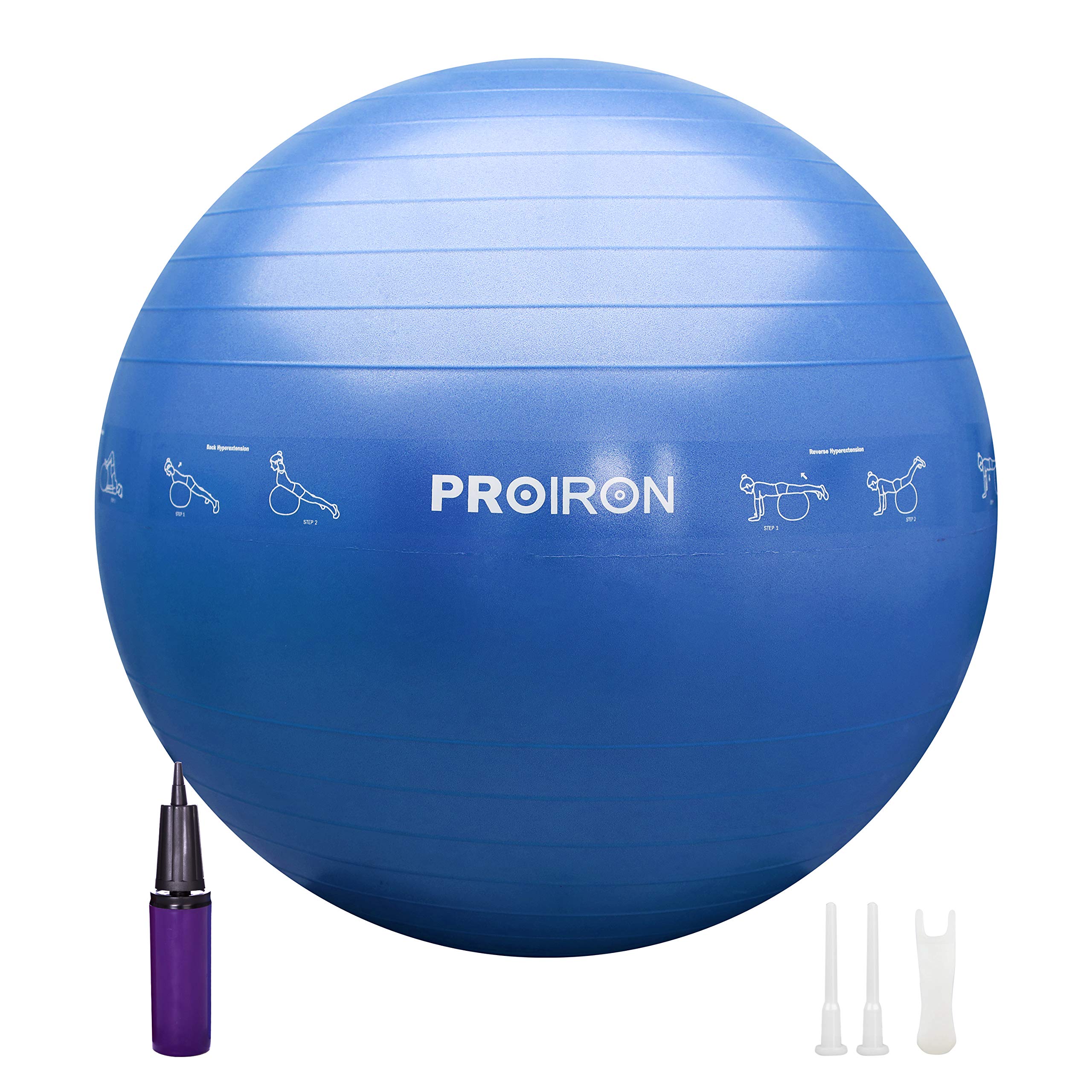 PROIRON, Pelota de Pilates, Fitness, Yoga, Embarazo, Deporte, Fitball para Ejercicios Gimnasia, 55/65/75cm, Anti-pinchazos, Incluye Inflador