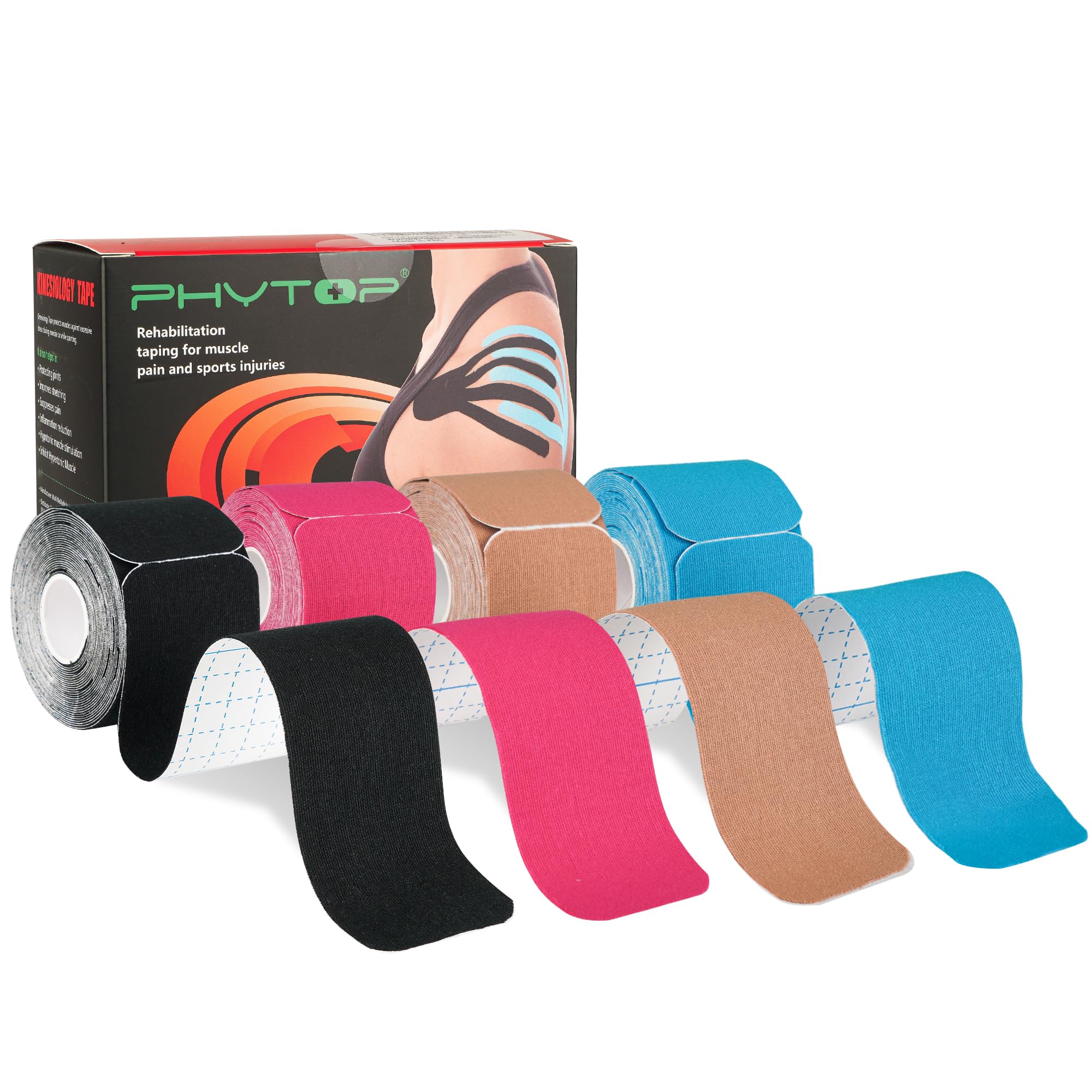 Cinta Kinesiológica - 80 Tiras Precortadas (25 Cm x 5 Cm) - Kinesiotape Vendaje Neuromuscular De Colores Mixtos Para Músculos, Articulaciones, Deportes Y Terapia Física