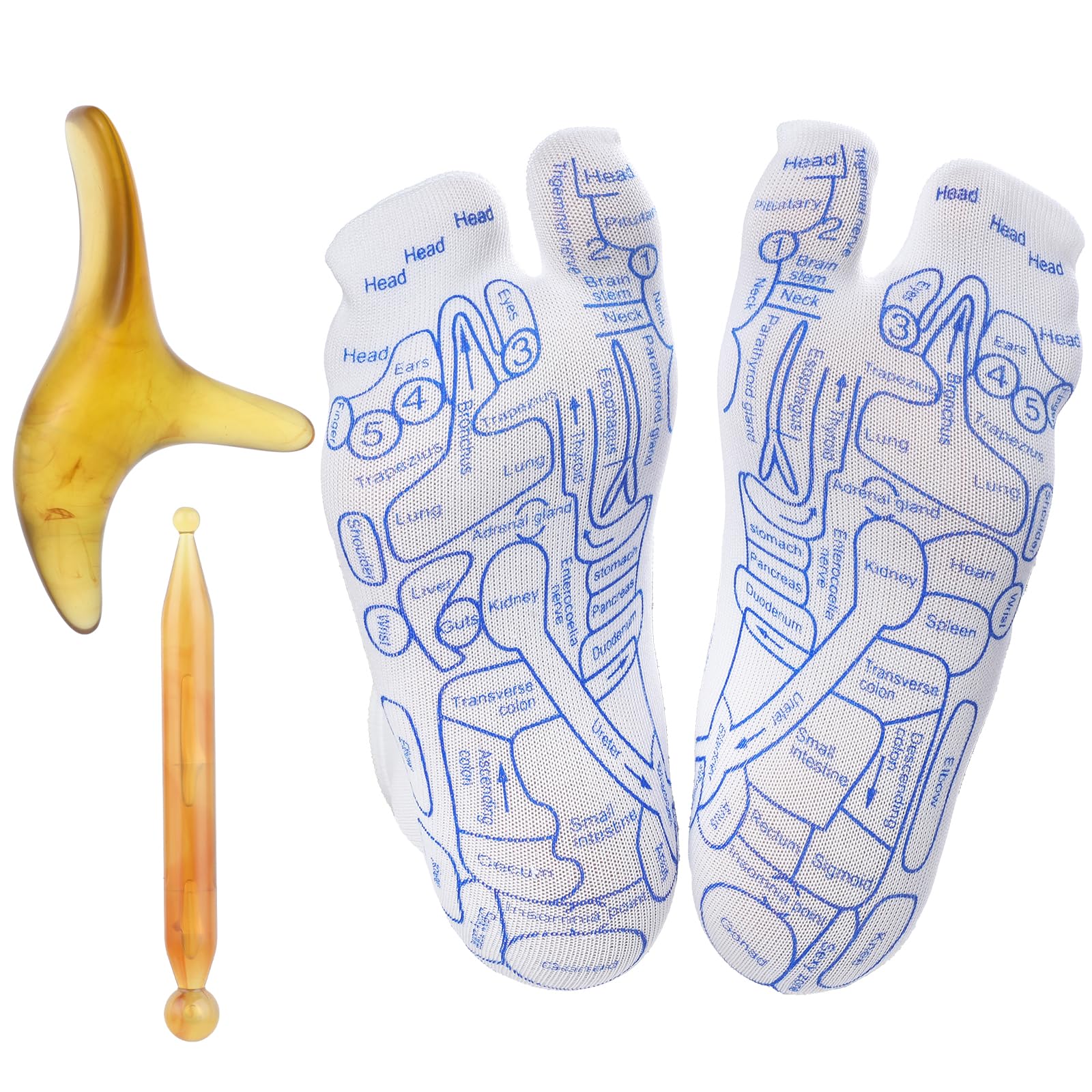 Juego de calcetines de reflexología, calcetines de reflexología de acupresión con herramienta de masaje, calcetines de tabla de eflexología con herramienta de masaje de punto gatillo, alivio del