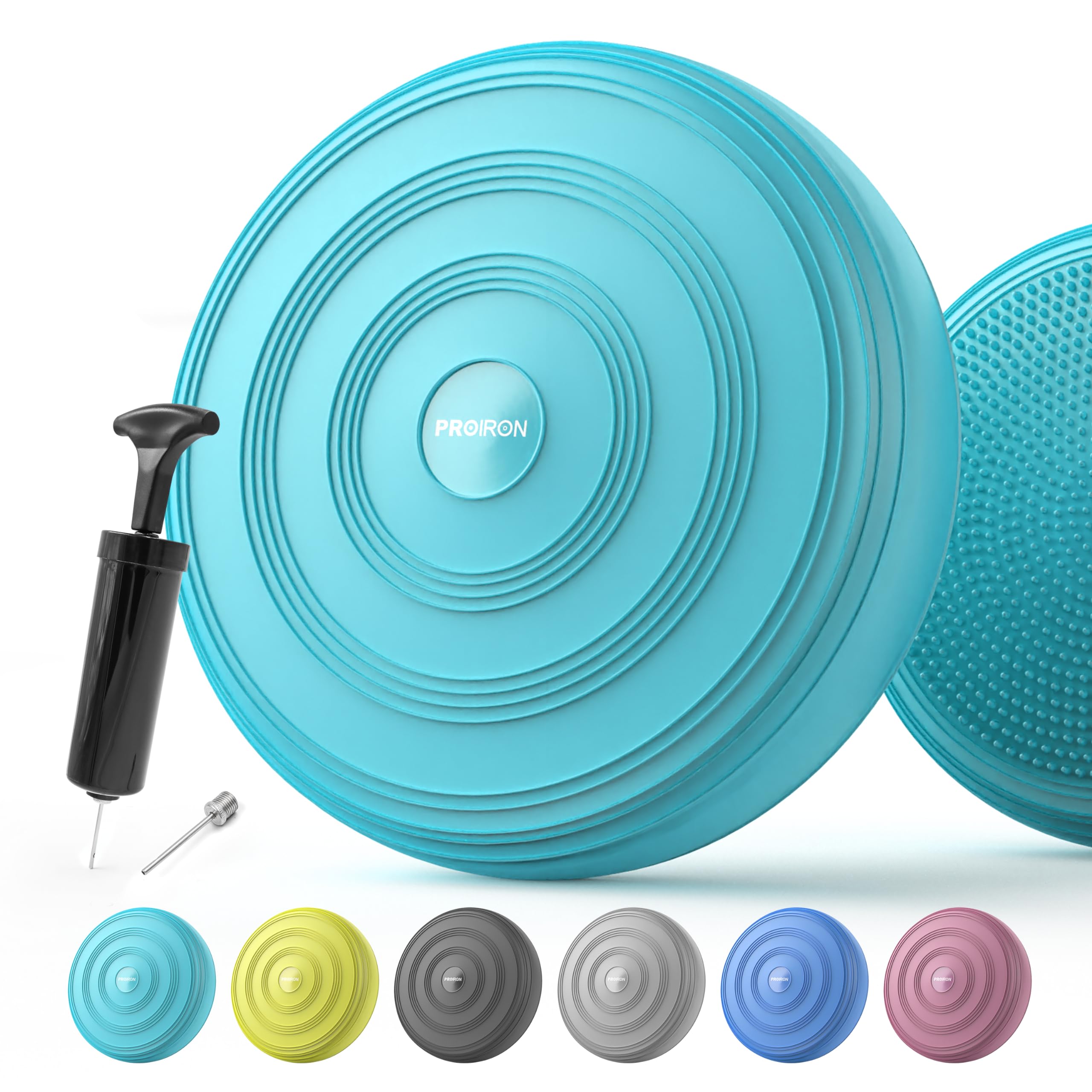 PROIRON Cojín de Equilibrio y Yoga Antideslizante de 33cm con Bombín de Aire, Propioceptivo e Hinchable, Soporte Lumbar, Core Balance Disc Trainer para Fitness, Pilates