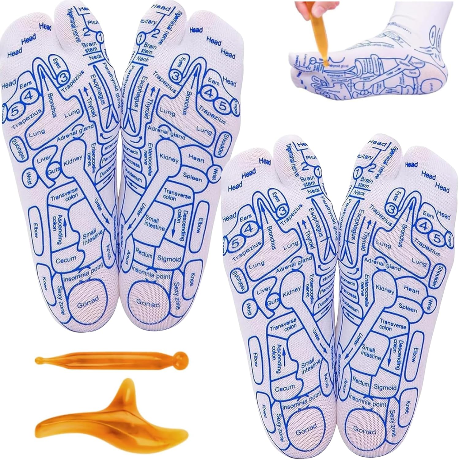 Calcetines de Reflexología Podal Con Herramienta de Masaje, Calcetines de Punto de Presión Para Fußreflexzonen, Masaje de Pies (Mujer)