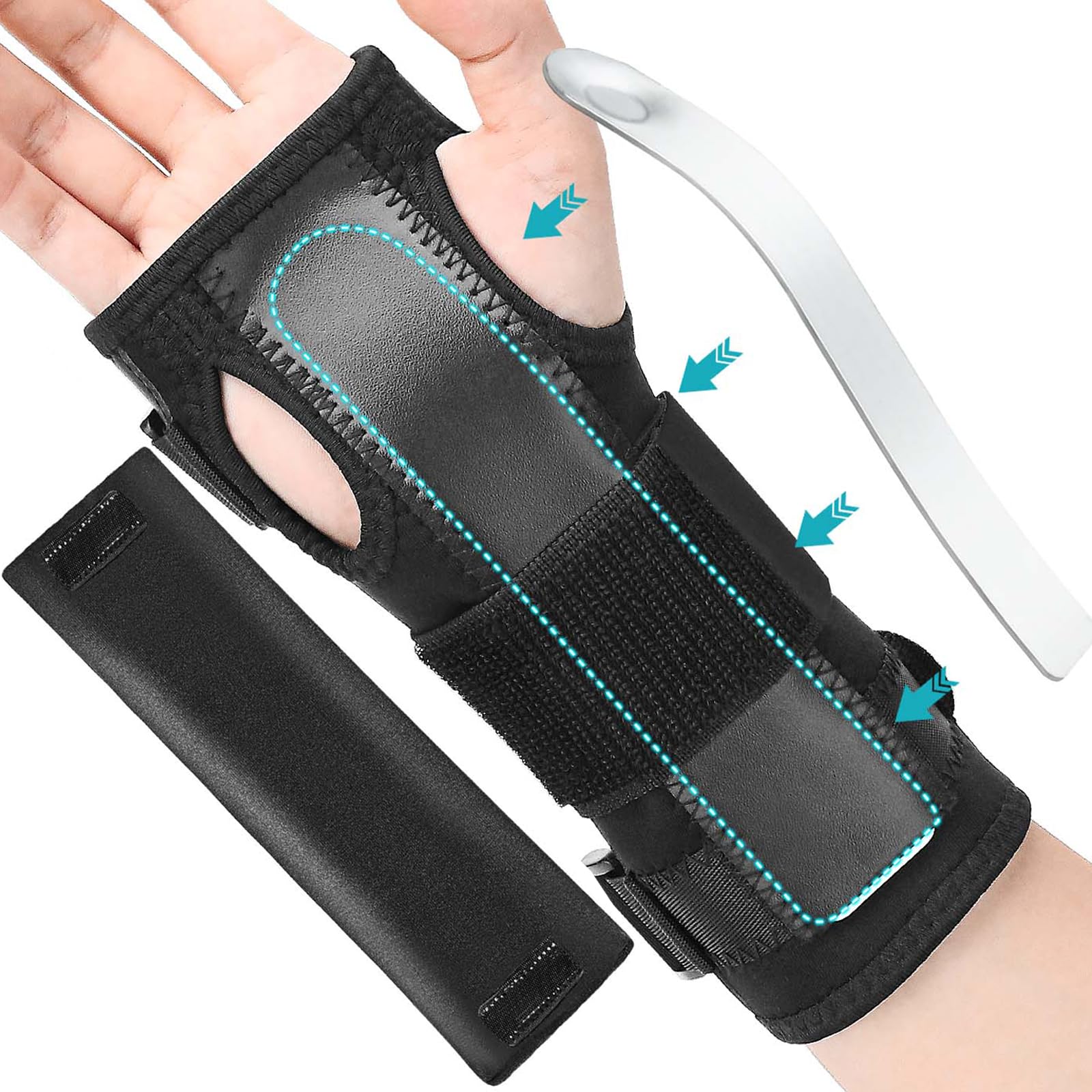 Muñequera Tunel Carpiano, Férula Muñeca Se Adapta a Mano Derecha/Izquierda Para Tendinitis, Esguince, Muñequera Ortopedica para Hombres y Mujeres - L