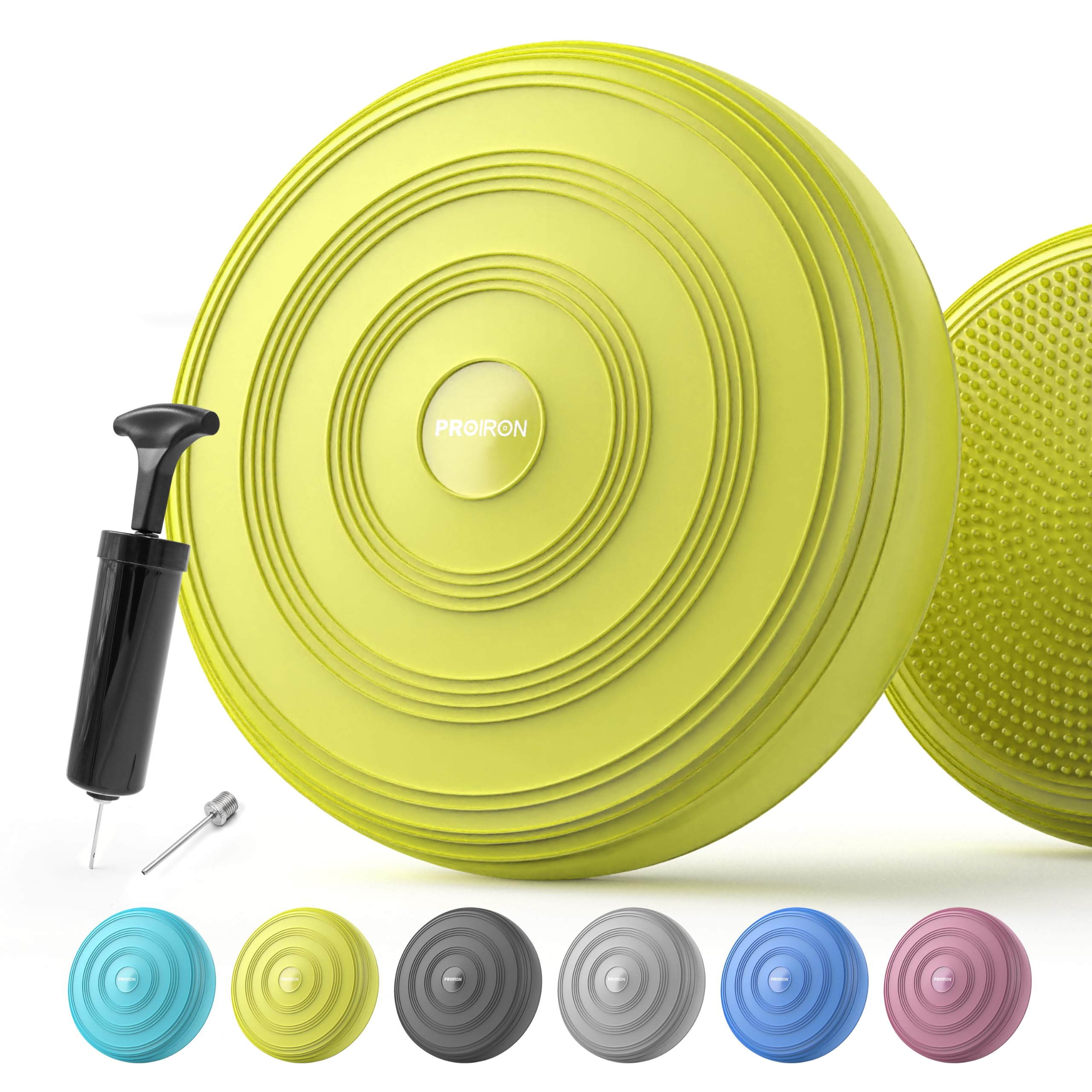 PROIRON Cojín de Equilibrio y Yoga Antideslizante de 33cm con Bombín de Aire, Propioceptivo e Hinchable, Soporte Lumbar, Core Balance Disc Trainer para Fitness, Pilates