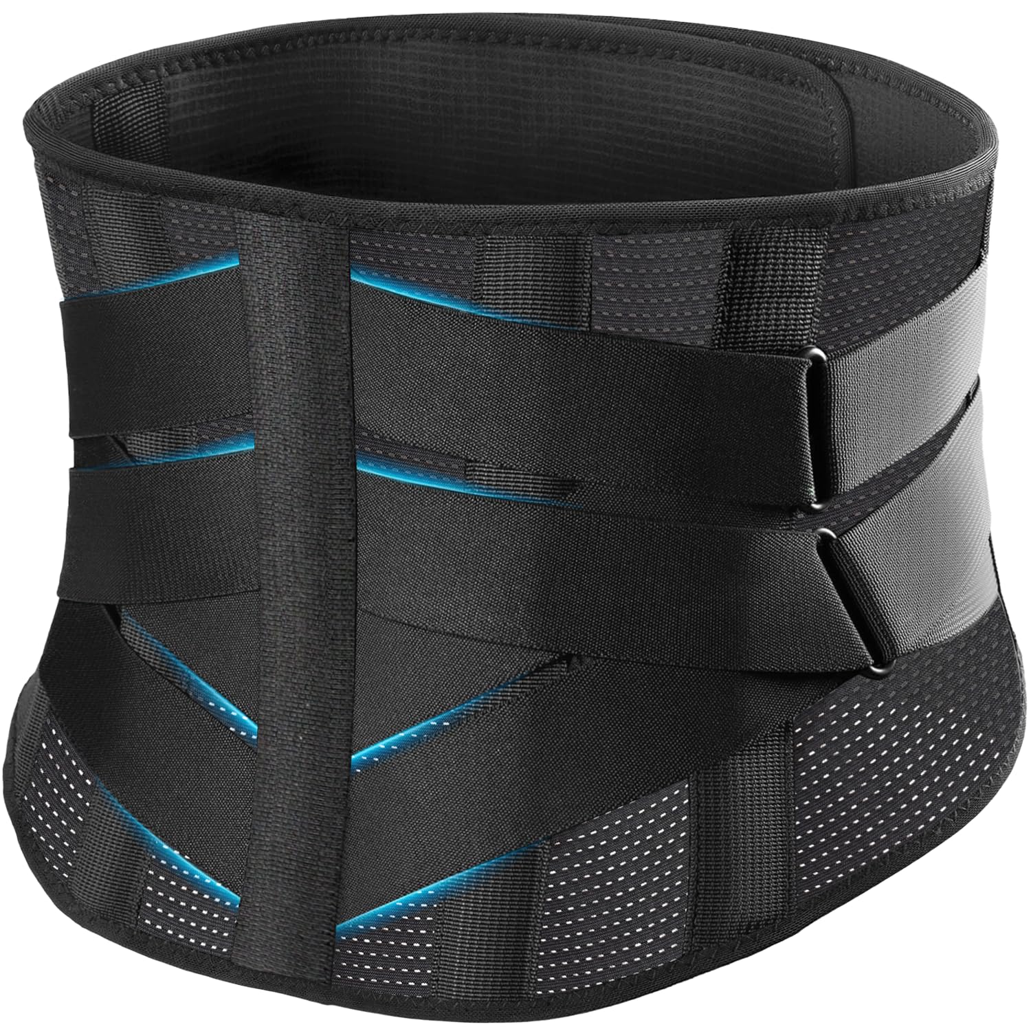 mezzuno Faja Lumbar Hombre Mujer con 5 Férulas y 8 Puntos de Compresión - Cinturon Lumbar para Trabajo - Alivio de Dolor y Ciática - Ideal para Cinturón de descompresión lumbar y Soporte (L)