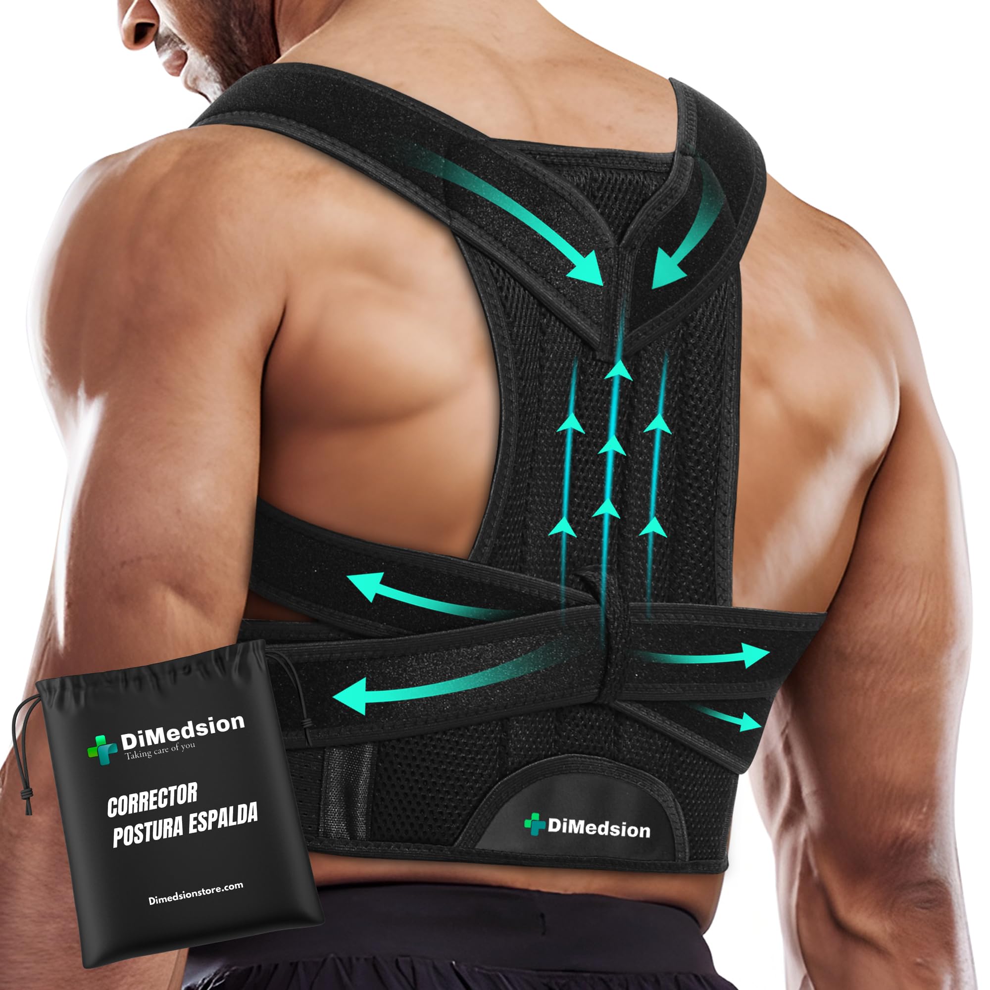 Dimedsion Corrector postura espalda hombre y mujer| Corrector de espalda hombre con bolsa, corrector de postura espalda mujer transpirable, corrector postura espalda mujer, corset espalda recta (L)