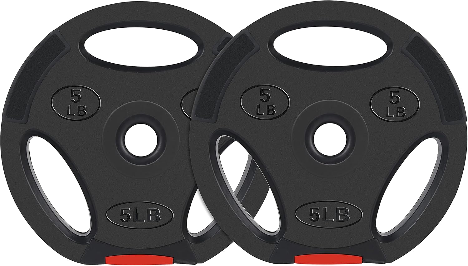 Signature Fitness Disco de peso estándar de vinilo de 1 pulgada para entrenamiento de fuerza y levantamiento de pesas, 5 libras, par