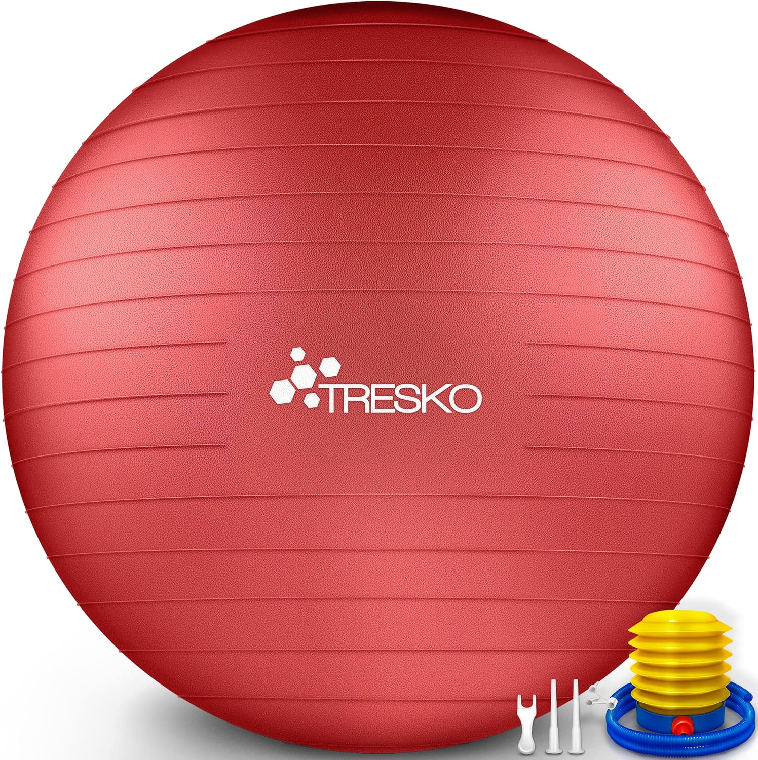 TRESKO® Pelota de Gimnasia, sin BPA, Incluye Bomba de Aire, Pelota para Fitness, Yoga, Gimnasia, Embarazo, Entrenamiento de núcleo, Espalda, Pelota de Yoga, pezziball, Pilates, Sentado, Pelota