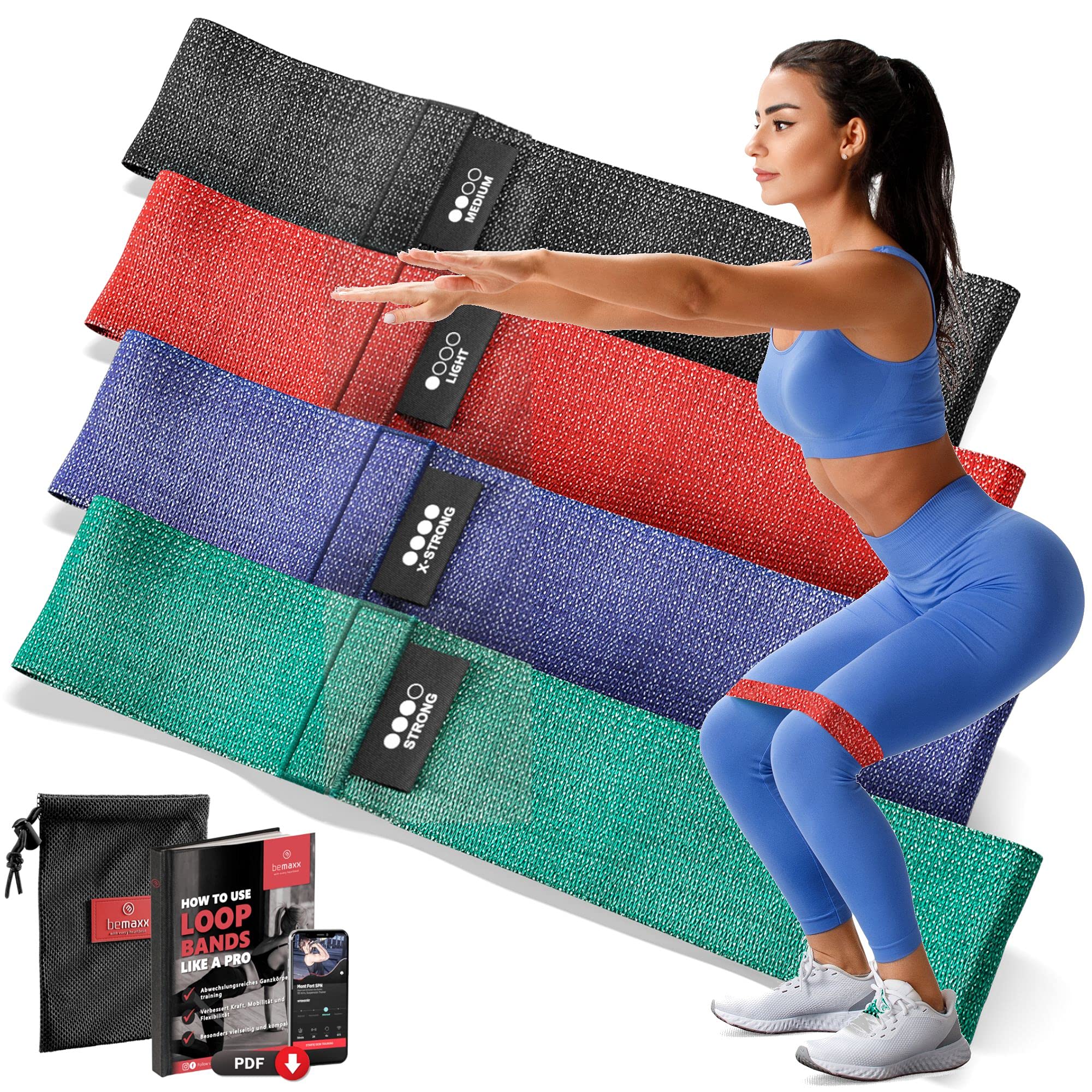 Bandas Elásticas Musculacion en Bucle Set/Cintas de Resistencia + eBook Guía de Ejercicios | Natural Loop Glúteos Bands, Fitness Gimnástica Gluteband Gomas Boxeo Pilates Yoga