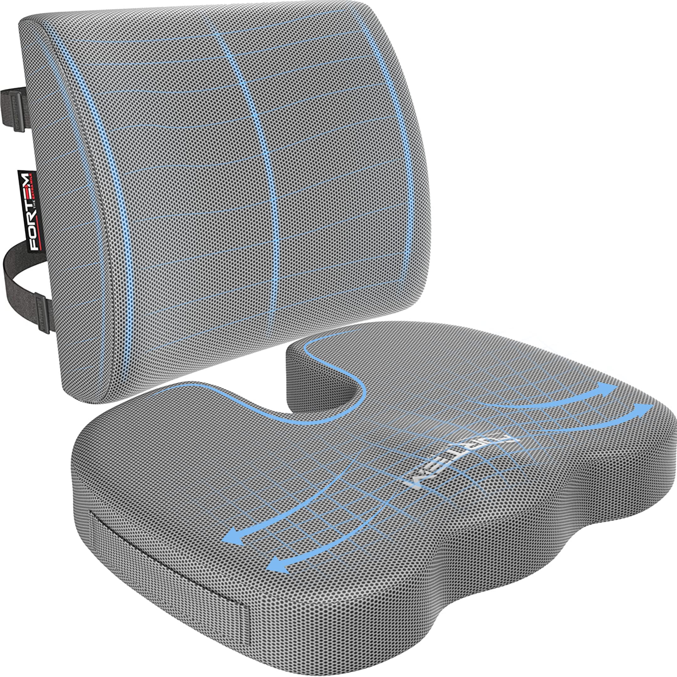 Cojin Silla Oficina, Cojín Lumbar Silla Oficina, Respaldo Lumbar para Silla, Cojin Ergonomico de Espuma Viscoelástica, Antideslizante para Sentarse y Respaldo para Gaming, Cojin Asiento Coche