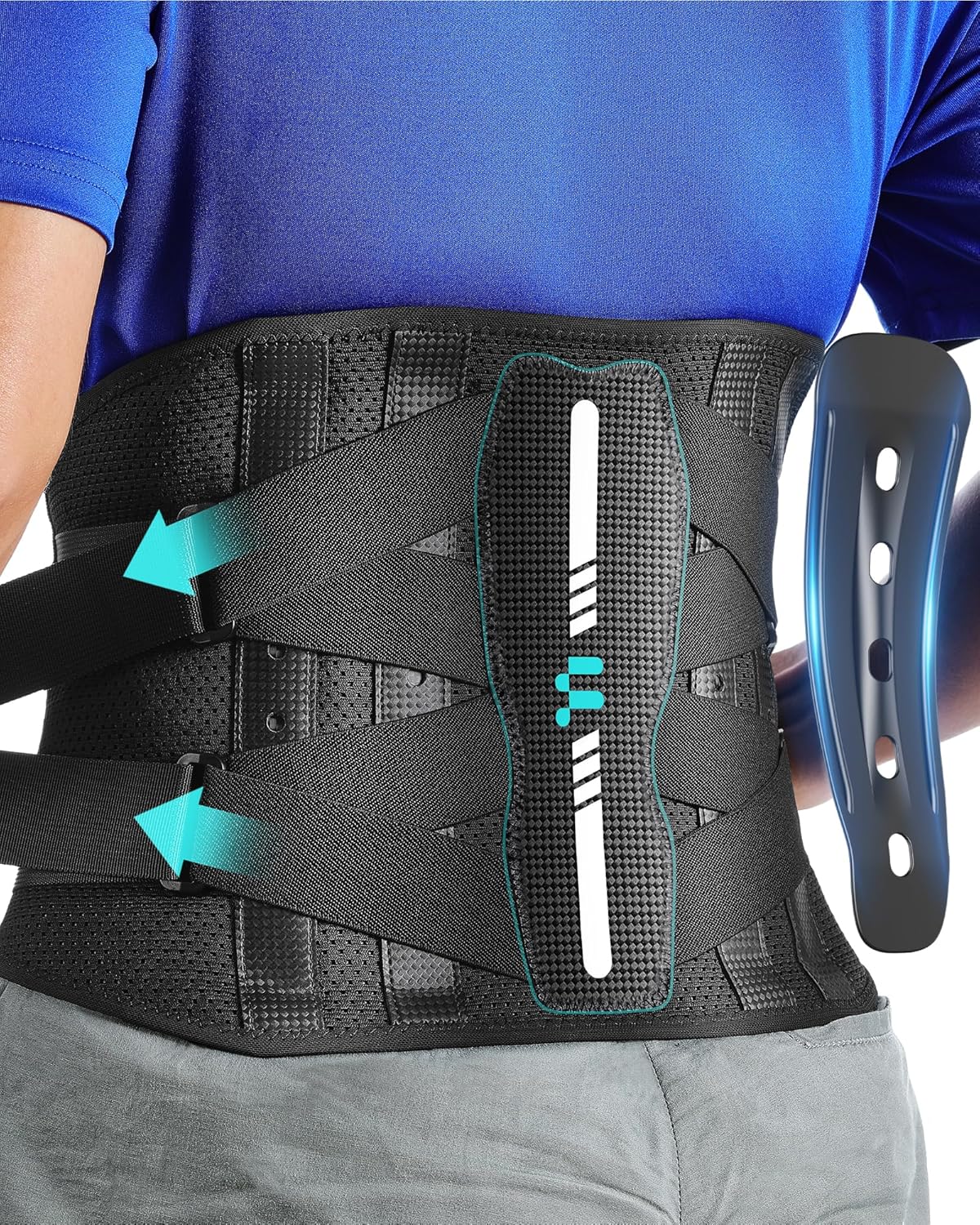 Fitomo Faja Lumbar Hombre Mujer con Soporte Ergonómico y Férulas de Fibra de Carbono, Tejido de Malla Ultra Fino, Faja Lumbar para Dolor Espalda, Ciática, Trabajo, Postura